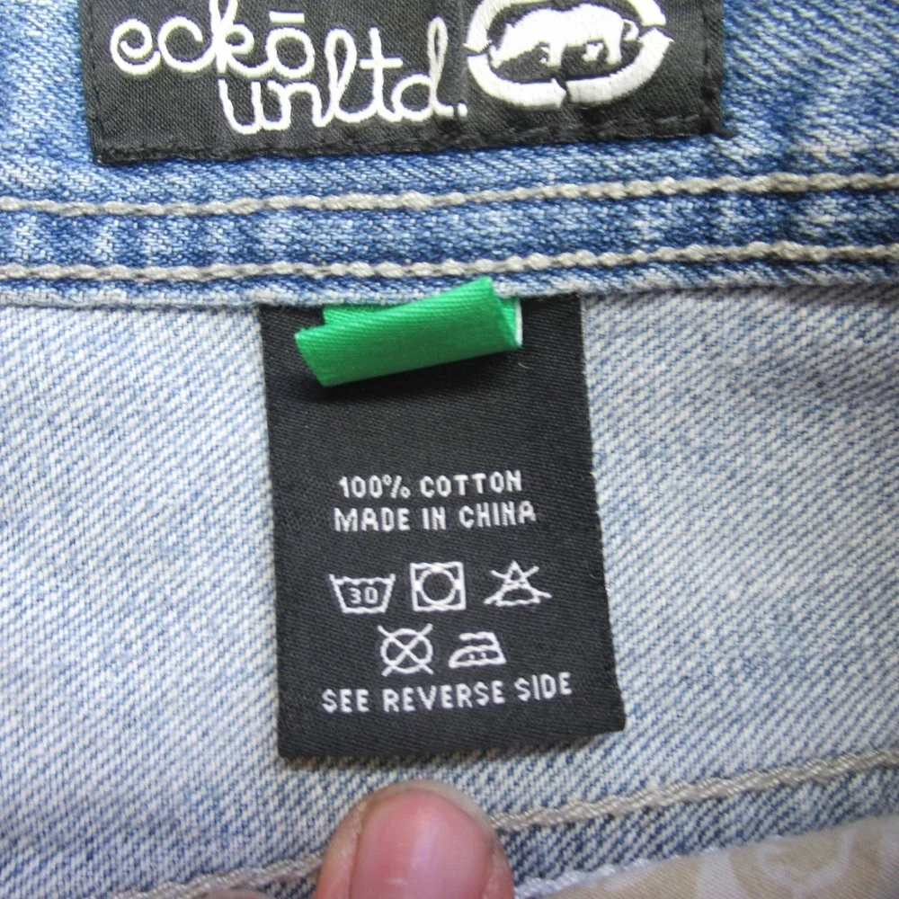 Ecko Baggy Jeans Mens 38x33 Blue Denim Fit Light Wash Wide Leg Skate Y2K Relaxed